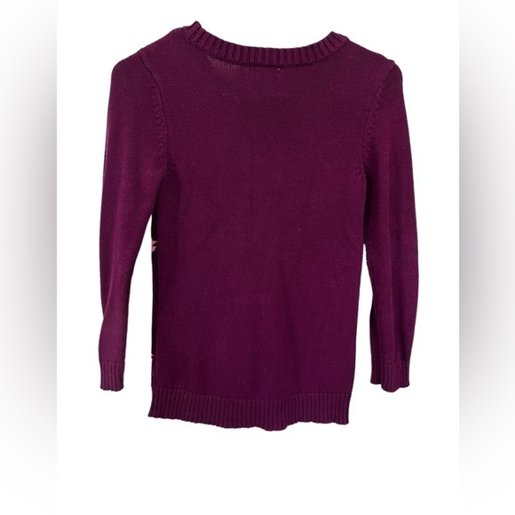 Old Navy Maroon Pink Fox Crewneck Knitted Sweater - Size 8 - Picture 6 of 12